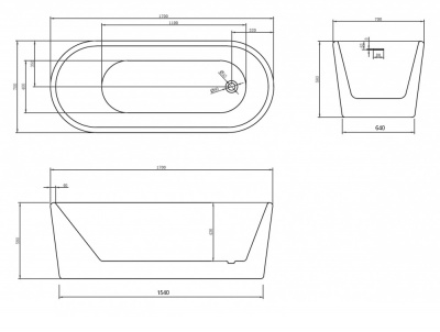 Акриловая ванна ABBER AB9272-1.7 170х70х58 см фото в интернет-магазине Русалия