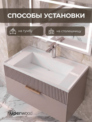 Раковина для ванной Uperwood Фокс (Fox) 100 см, белая глянцевая RFox100Wg фото в интернет-магазине Русалия