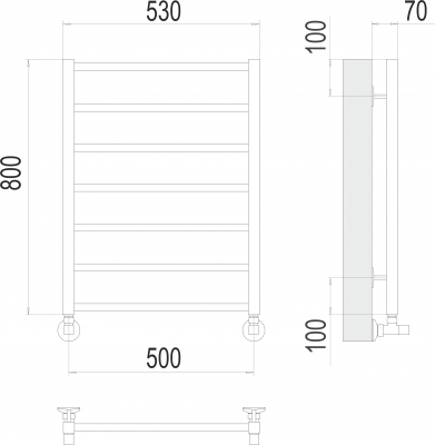 Водяной полотенцесушитель Контур П7 500х800 4670078529657 Terminus фото в интернет-магазине Русалия