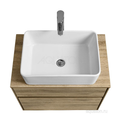 Тумба под раковину AQUATON Либерти 60 2 ящика, дуб эльвезия 1A279401LYC70 фото в интернет-магазине Русалия