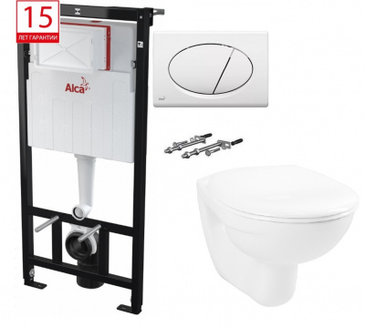 Комплект унитаз с инсталляцией 5 в 1 AM101/1120-3:1RUS SET + M70 + WC ALCA + сиденье A60 Alcaplast фото в интернет-магазине Русалия