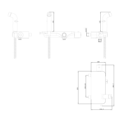 Смеситель Lemark Solo термостатический с гигиеническим душем, настенный (LM7169CW) фото в интернет-магазине Русалия