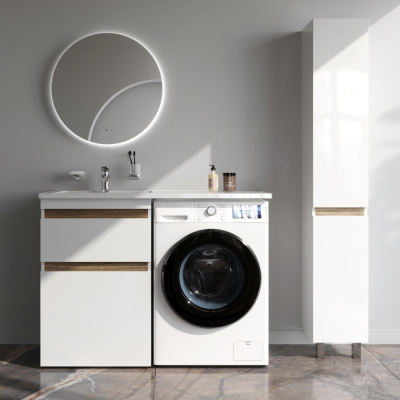 M85AFSX0602WG X-Joy, База под столешницу для стиральной машины, напольная, 60 см, 2 ящика, белый гля Am.Pm фото в интернет-магазине Русалия