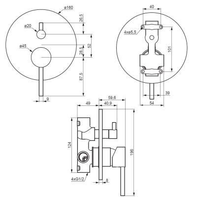 367100000 Scandinavian Pure, встраиваемый смеситель для ванной - душа, хром фото в интернет-магазине Русалия
