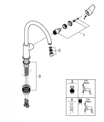 Смеситель для кухни BauEdge 31367001 Grohe фото в интернет-магазине Русалия