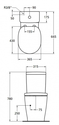 Унитаз с бачком E803601 +  E797001 Connect Cube Ideal Standard фото в интернет-магазине Русалия