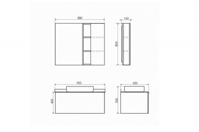 COMFORTY. Зеркало-шкаф "Милан-90" белый глянец фото в интернет-магазине Русалия