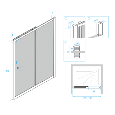 Душевая дверь RGW CL-12 1200, стекло прозрачное, профиль хром фото в интернет-магазине Русалия