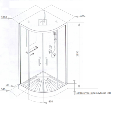 Кабина VIVA101 душевая Ceruttispa (100x100x215) фото в интернет-магазине Русалия