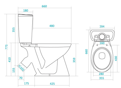 Унитаз - компакт с сиденьем дюропласт Бриз 1WH302138 Сантек фото в интернет-магазине Русалия