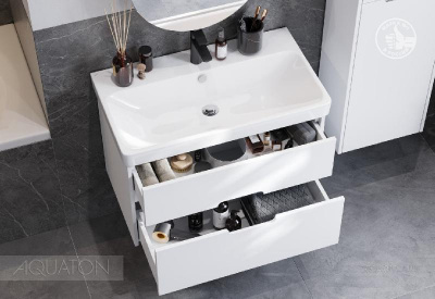 Тумба под раковину AQUATON Оливия 80 белый матовый 1A283101OL010 фото в интернет-магазине Русалия