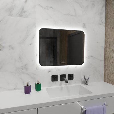 Зеркало для ванной прямоугольное GRYNING 800х600 OWLM200307 черный пескоструй OWL фото в интернет-магазине Русалия