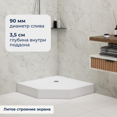 Душевой поддон трапеция RGW LUX/TN-TR (Литой экран) 900x900 фото в интернет-магазине Русалия