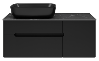 Тумба Роял 100 подвесная (черная) с раковиной Melana MLN-320316MB 50 (черная) Misty фото в интернет-магазине Русалия