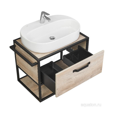 Тумба под раковину AQUATON Лофт Фабрик 65 дуб эндгрейн 1A242301LTDU0 фото в интернет-магазине Русалия