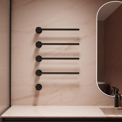 Полотенцесушитель электрический Vincea VTD-2H1MB, черный, таймер фото в интернет-магазине Русалия