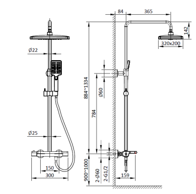 Душевая система с термостатом AltroBagno Lamberto 030418 MB AltroBagnoLamberto030418MB фото в интернет-магазине Русалия