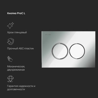 IS100151.701700 Инсталляция MasterFit с клав L глянц хром с подвес унит Spirit V2.0 FlashClean с сид м/лиф Am.Pm фото в интернет-магазине Русалия