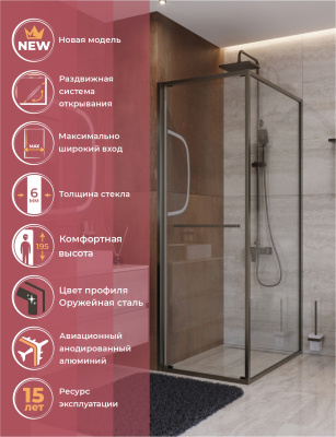 Душевой уголок CEZARES LUX-AH-FS-1-80/100-C-GM фото в интернет-магазине Русалия