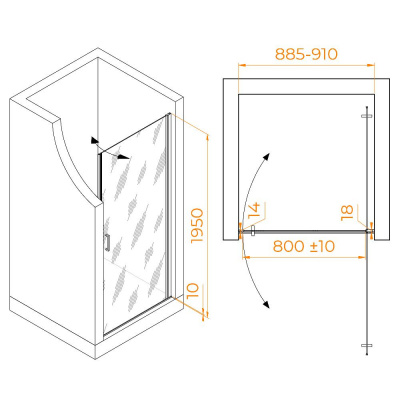 Душевая дверь RGW LE-003B 900, стекло прозрачное, профиль черный фото в интернет-магазине Русалия