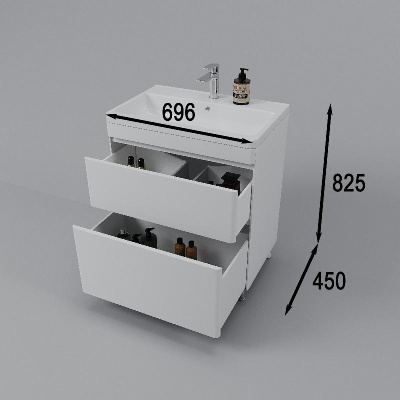 Тумба напольная "Атлантика 70", Люкс антискрейч, PLUS + Умывальник Атлантик 70 фото в интернет-магазине Русалия