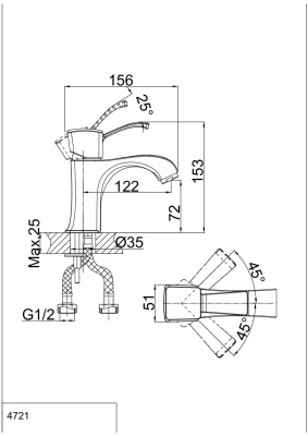 Смеситель для раковины DK Rhein Bach (DA1472101) фото в интернет-магазине Русалия