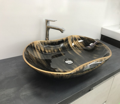 Раковина накладная овальная под черненую бронзу MNC 7097 CeramaLux фото в интернет-магазине Русалия