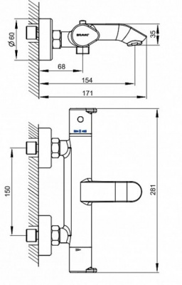 Термостатический смеситель для ванны Waterfall F673114C-01 Bravat фото в интернет-магазине Русалия