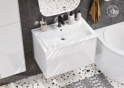 Тумба под раковину AQUATON Сохо 75 белый глянец 1A258101AJ010 фото в интернет-магазине Русалия