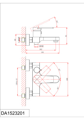 Смеситель для ванны с душем DK Bayern.Fürth (DA1523208) фото в интернет-магазине Русалия