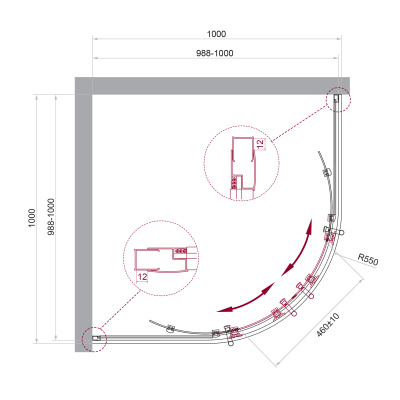 Душевой уголок BelBagno UNO-195-R-2-100-C-Cr фото в интернет-магазине Русалия