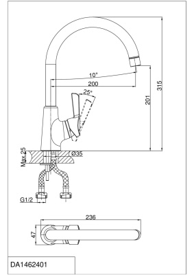 Смеситель для кухни DK Rhein Schiller (DA1462401) фото в интернет-магазине Русалия