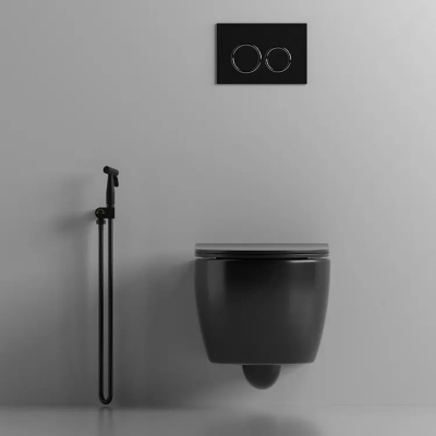 Унитаз OGLIO Aria MB подвесной безободковый черный матовый, ТЕРМООБЖИГ (не плёнка) CT9239 Ceruttispa (485х365х350) фото в интернет-магазине Русалия