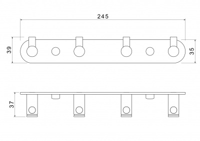 Планка с 4 крючками AQUATEK, матовый черный AQ4123MB ЕВРОПА фото в интернет-магазине Русалия