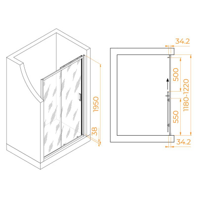 Душевая дверь RGW PA-14B 1200, стекло прозрачное, профиль черный фото в интернет-магазине Русалия