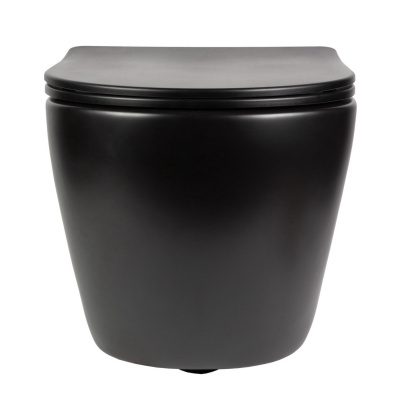 BOND F01-108 Унитаз подвесной безободковый черный с сиденьем с микролифтом фото в интернет-магазине Русалия