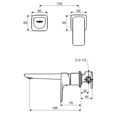Смеситель для умывальника скрытого монтажа EXCELLENT Keria AREX.2014CR (хром) фото в интернет-магазине Русалия