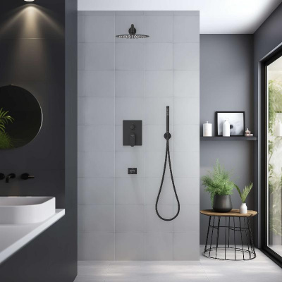 Set 4 в 1 душевой комплект AQUATEK, матовый черный AQ1273MB ОБЕРОН фото в интернет-магазине Русалия