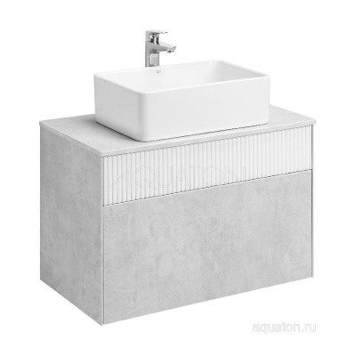 Тумба под раковину AQUATON Марбл 80 слэйт, белый матовый 1A276201MH4C0 фото в интернет-магазине Русалия