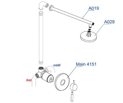 A12429 Встраиваемый комплект для душа с верхней душевой насадкой Wasserkraft фото в интернет-магазине Русалия