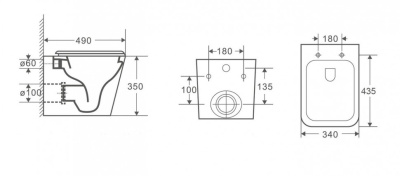 Унитаз подвесной CeramaLux 5171 бело-глянцевый фото в интернет-магазине Русалия
