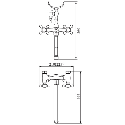 Смеситель для ванны Agatha Chromo VR.AGT-3705.CR Veragio фото в интернет-магазине Русалия