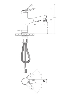 Смеситель для раковины с выдвижным изливом  BB-LVMD-NERO-W0  Belbagno фото в интернет-магазине Русалия