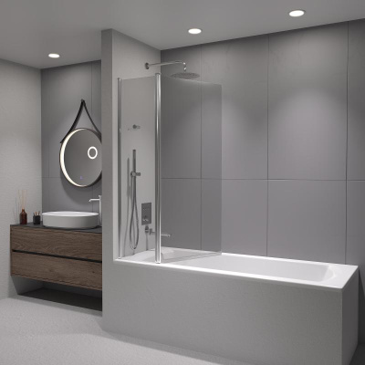 Шторка на ванну RGW SC-11, стекло прозрачное, профиль хром фото в интернет-магазине Русалия