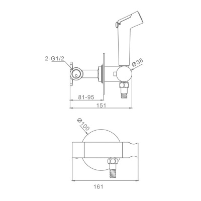 Гигиенический душ с термостатом Raglo R23.56.06, черный фото в интернет-магазине Русалия