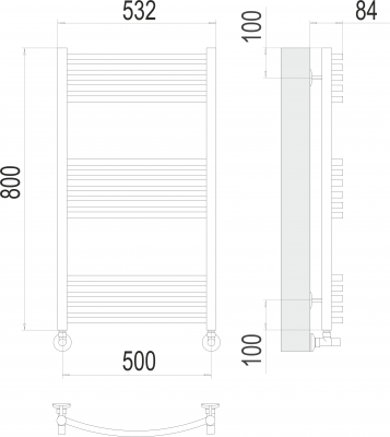 Водяной полотенцесушитель Классик П16 500х800 4670078529596 Terminus фото в интернет-магазине Русалия