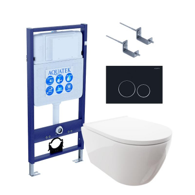 SET AQUATEK ПОЛАРИС (рама AQUATEK Standard INS-0000012+унитаз ПОЛАРИС AQ0700-00 с тонким сиденьем soft-close+ крепеж KKI-0000002 +панель KDI0000020) фото в интернет-магазине Русалия