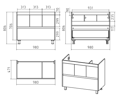 Тумба Алиса 100 с раковиной Misty Алиса 100 Misty фото в интернет-магазине Русалия