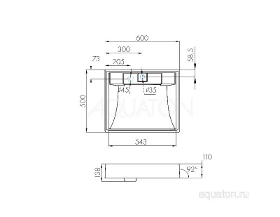Раковина AQUATON Рейн 60 белая 1A72103KRW010 фото в интернет-магазине Русалия