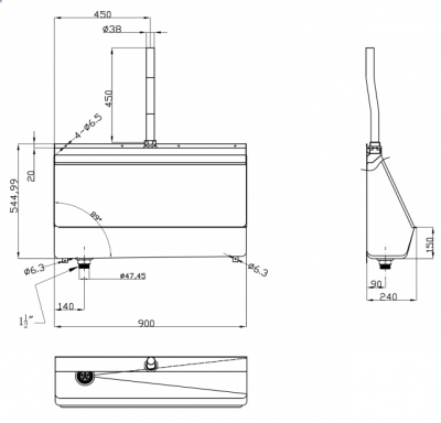 Писсуар (желобковый)-0.9 м. 2-004.1(L/R) Oceanus фото в интернет-магазине Русалия